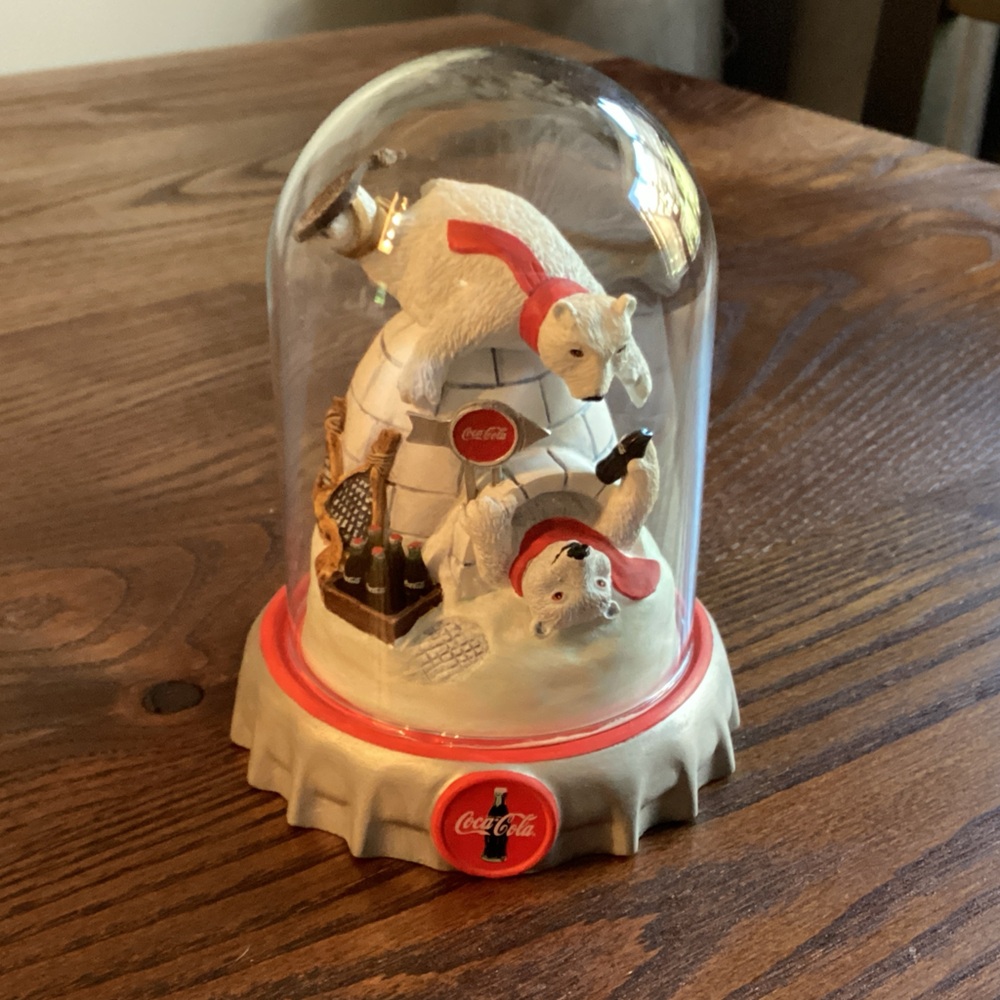 Coca Cola Polar Bear Globe with Red and White Accents
